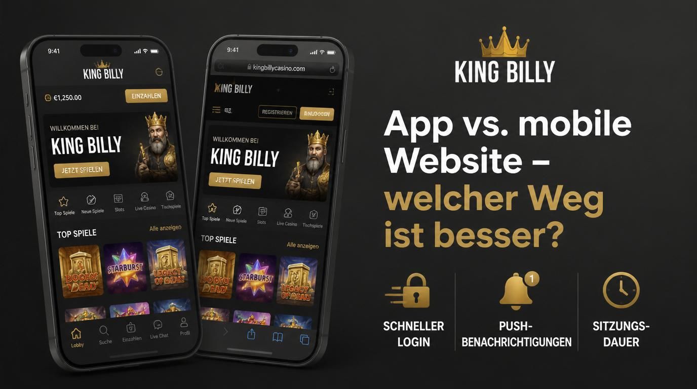 Geräte zeigen App und Browser im Vergleich, sichtbare Unterschiede bei Login und Stabilität.
